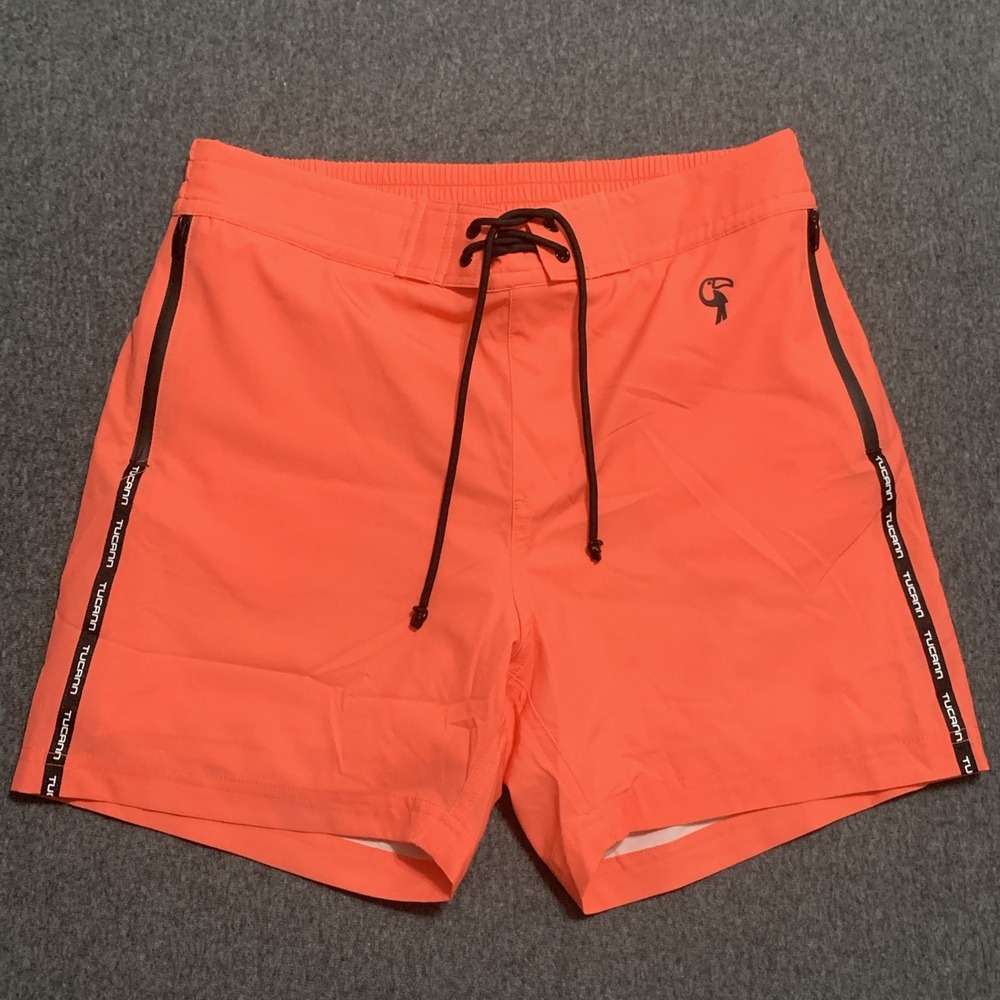 Tucann Men's Mirage Swim Trunks in Orange Lined 5" Size L